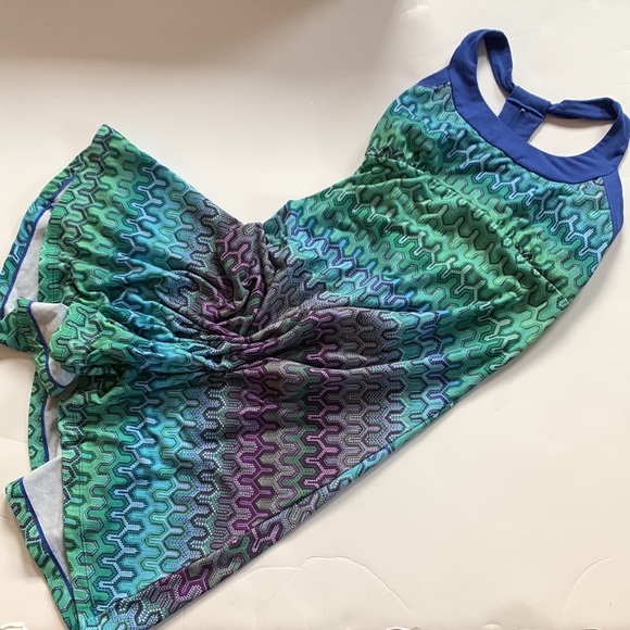 Prana racerback Cali dress geometric print built in bra S - Picture 8 of 11